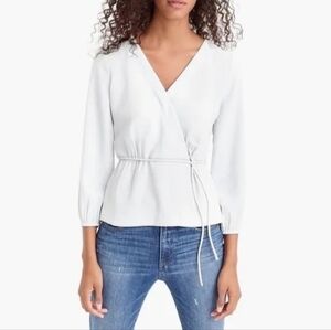 J. Crew Drapey crepe faux-wrap top blouse